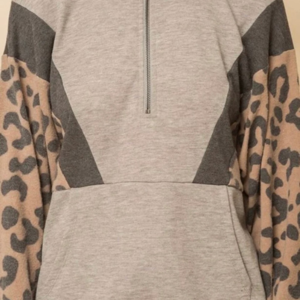 Leopard Half Zip Pullover